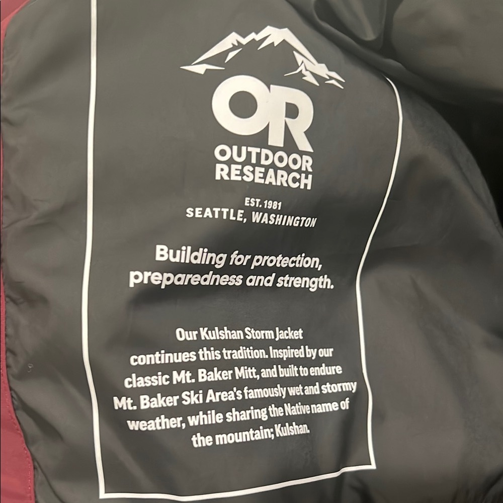 BRAND NEW NEVER WORN Outdoor Research Burgundy and Black Jacket - Picture 4 of 6